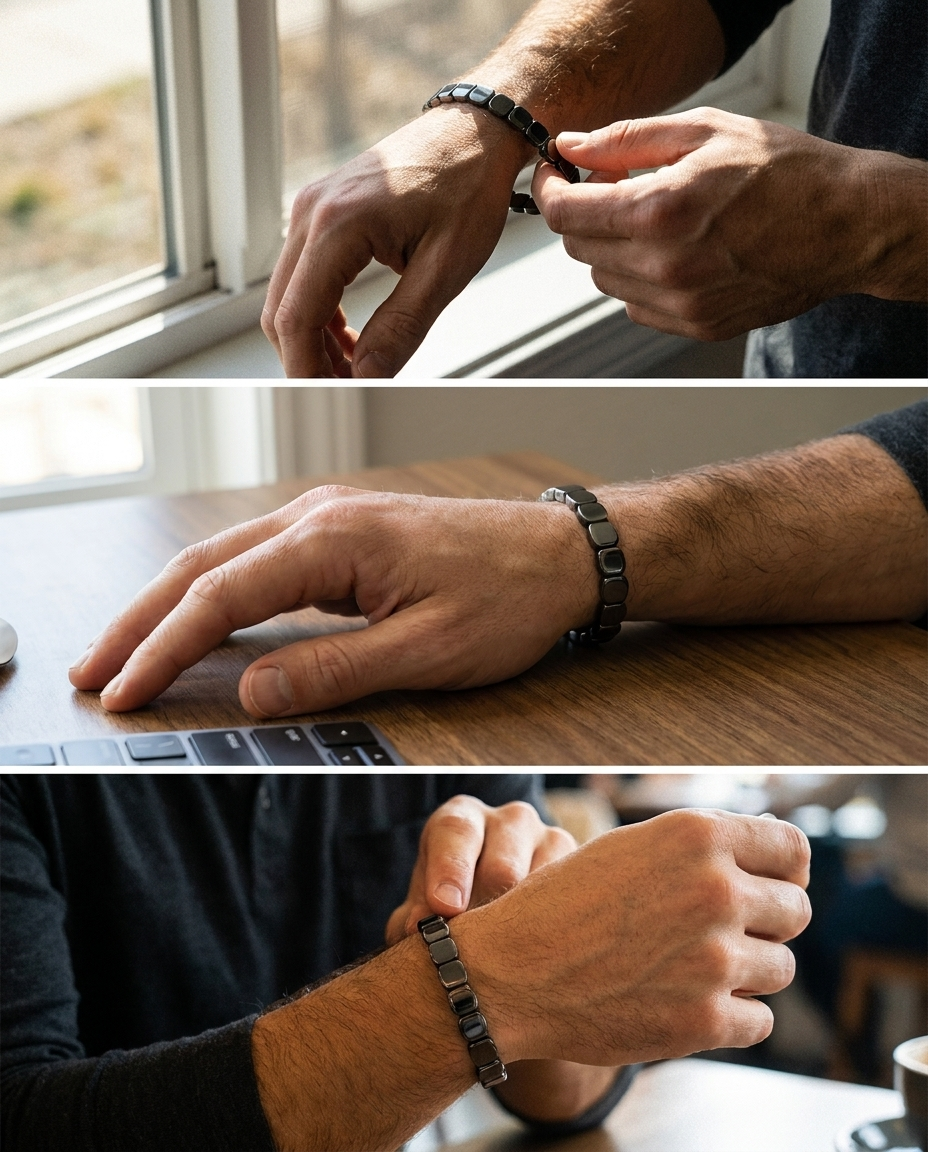The Hematite Band ritual: slip on, sit it behind the wrist bone, let it find its place